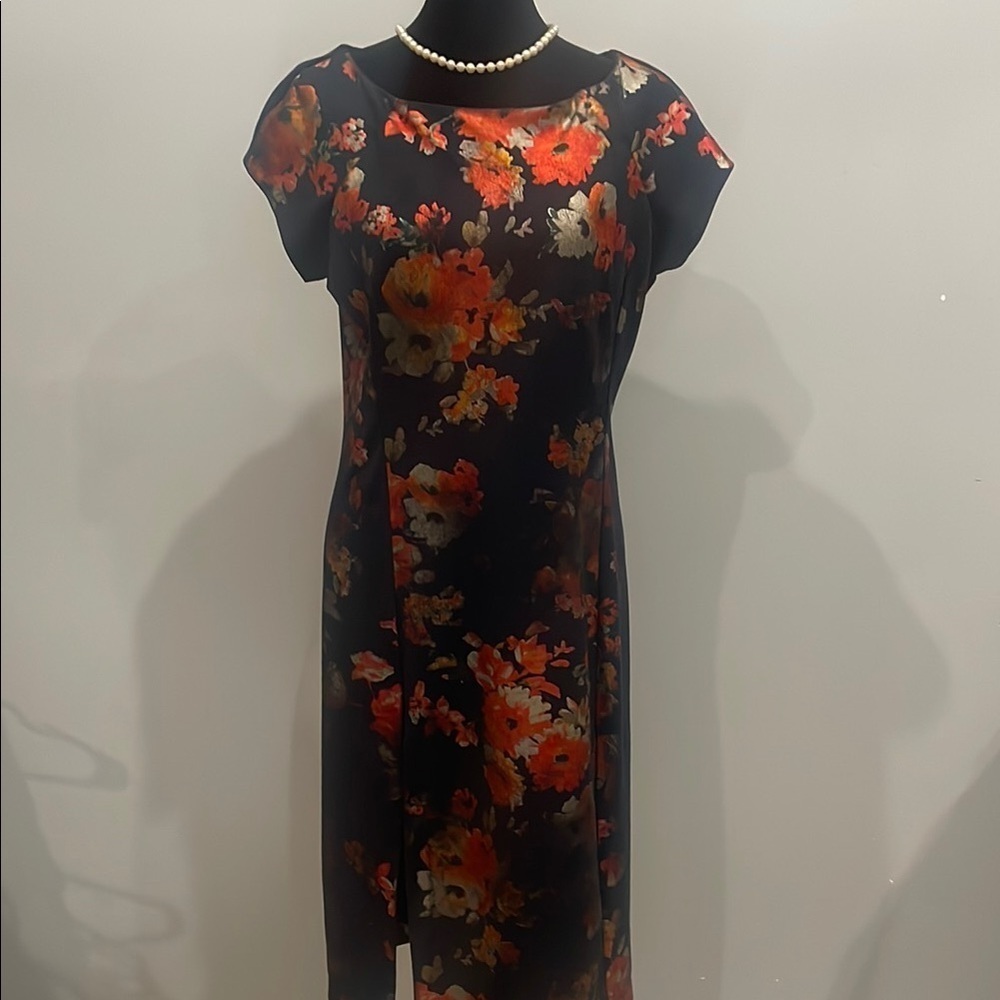 Floral deep blue  and Orange Dress
